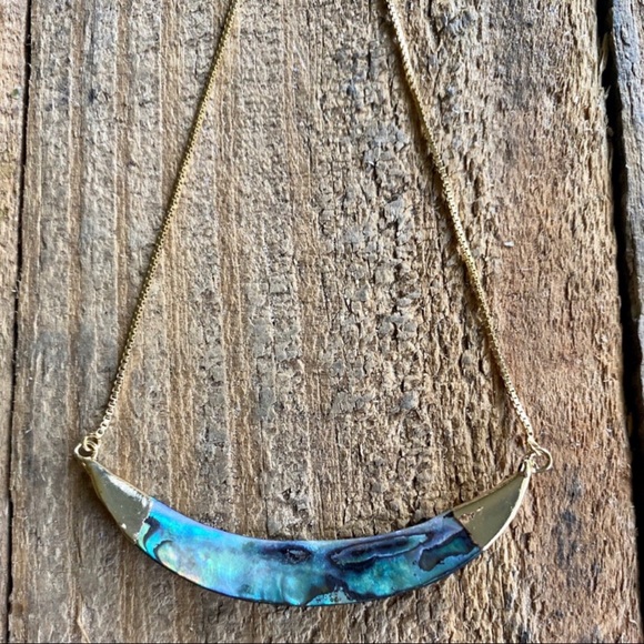 Abalone Shell Adjustable Crescent Gold Necklace - Picture 3 of 4